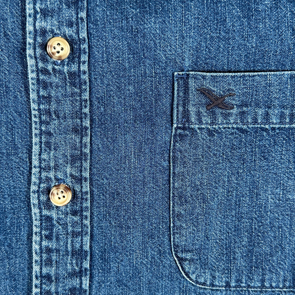 Vintage Eddie Bauer Shirt Adult EXTRA LARGE Blue Denim Jean Dark Wash 90s - Picture 4 of 9